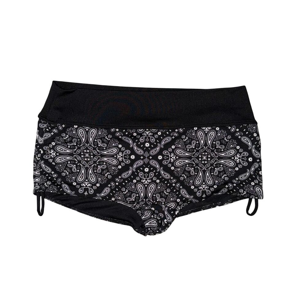 PINK Victoria's Secret Sport Paisley Bandana Print Booty Shorts Black White M